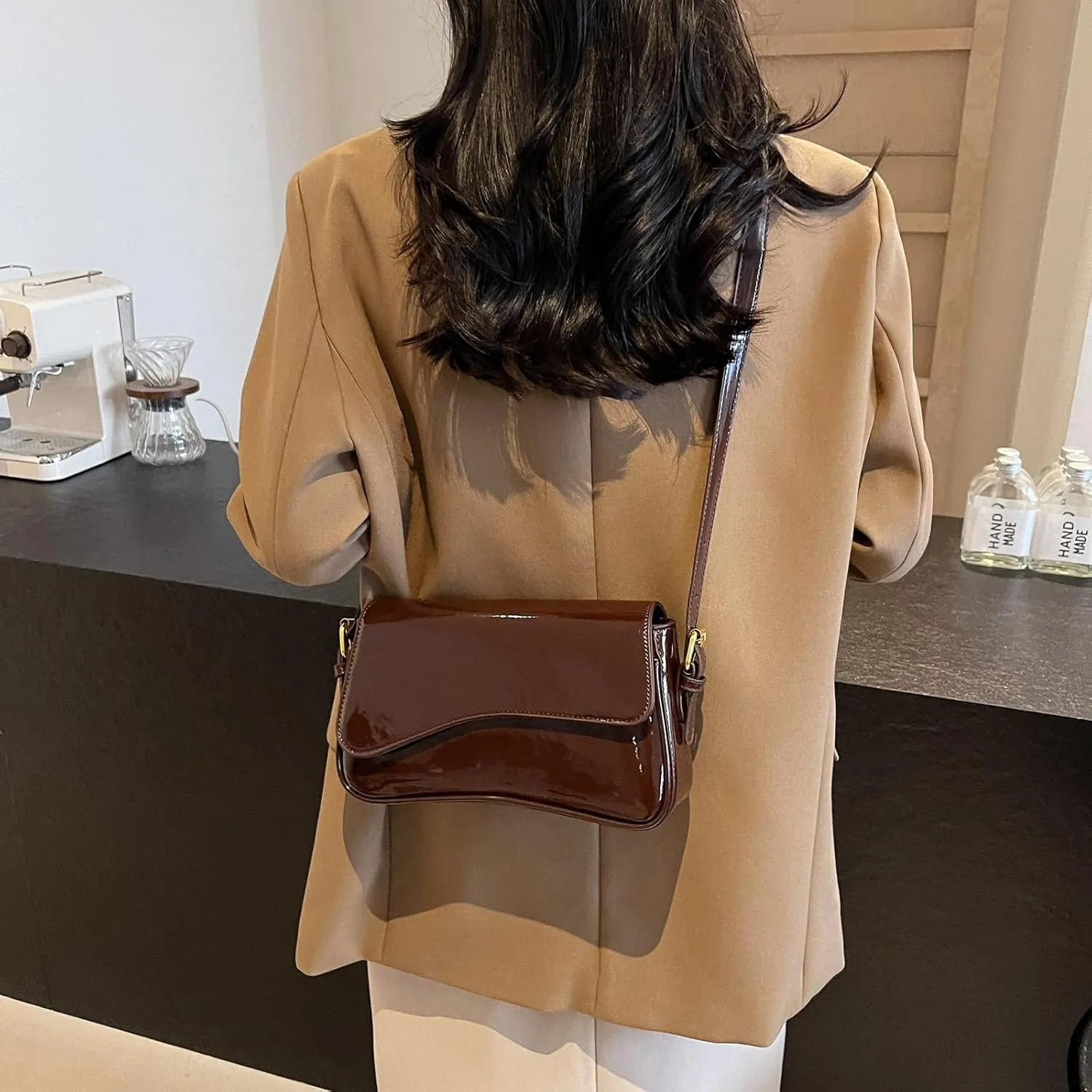 Shoulder Bag for women Y2K Crossbody Vegan Leather Purse Straps Retro Clutch Hobo Hadbags with 2 Removable