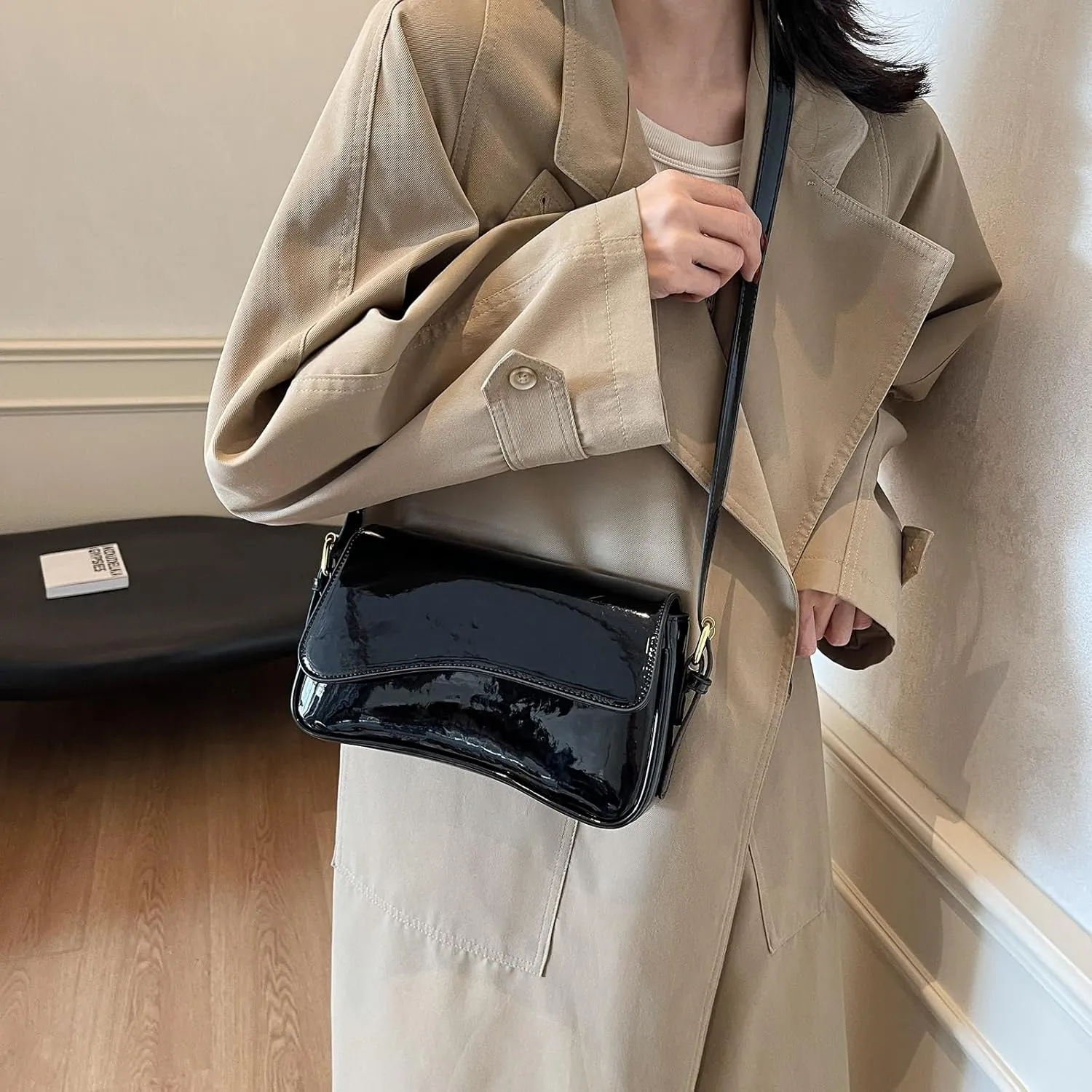 Shoulder Bag for women Y2K Crossbody Vegan Leather Purse Straps Retro Clutch Hobo Hadbags with 2 Removable