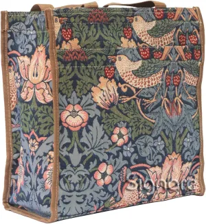 Signare Tapestry Shoulder Bag Shopping Bag for Women with William Morris Strawberry Thief Blue (SHOP-STBL)
