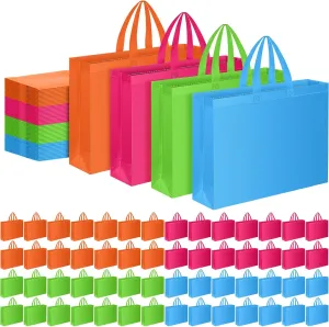 Silkfly 200 Pieces Non Woven Tote Bag Bulk Large Reusable Shopping Bag Gift Grocery Bags with Handles Fabric Blank Tote Bag