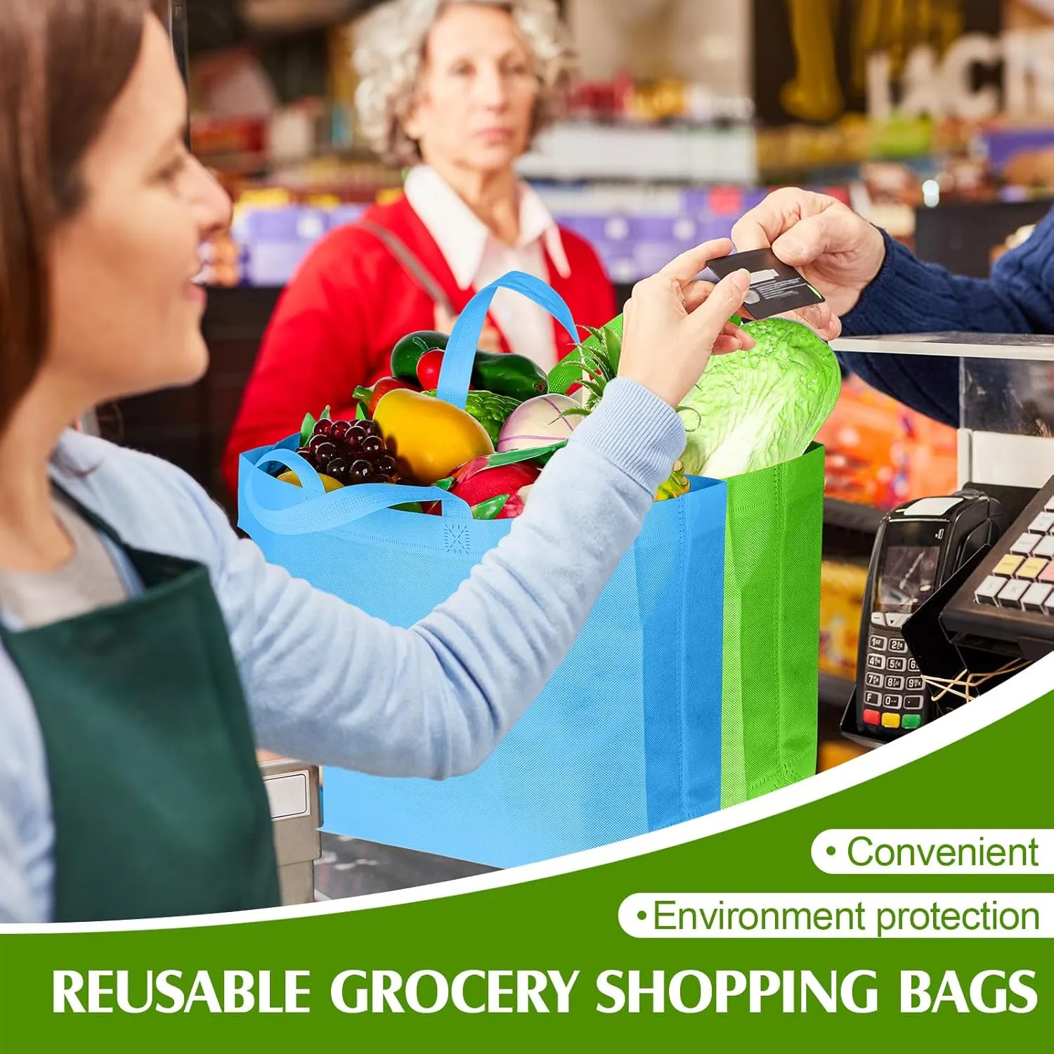Silkfly 200 Pieces Non Woven Tote Bag Bulk Large Reusable Shopping Bag Gift Grocery Bags with Handles Fabric Blank Tote Bag