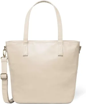 Simple Modern Vegan Leather Tote Bag for Women | Medium Work Purse with Compartments & Laptop Sleeve