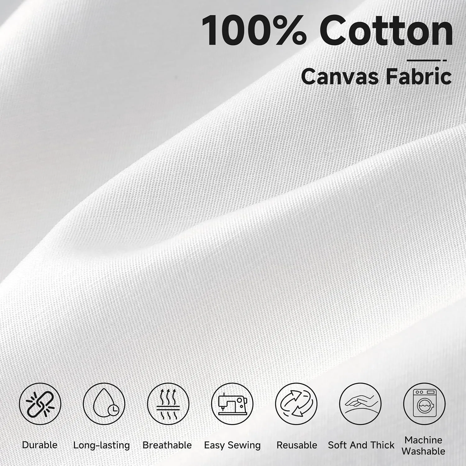 Simple&Opulence 100% Cotton Canvas Fabric 10oz. 59 Inch by The Yard, Nature Duck Fabric Textile Heavyweight for Embroidery, Painting, Sewing, Crafts, Bag, Handmade Home Decor(White, 5 Yards)