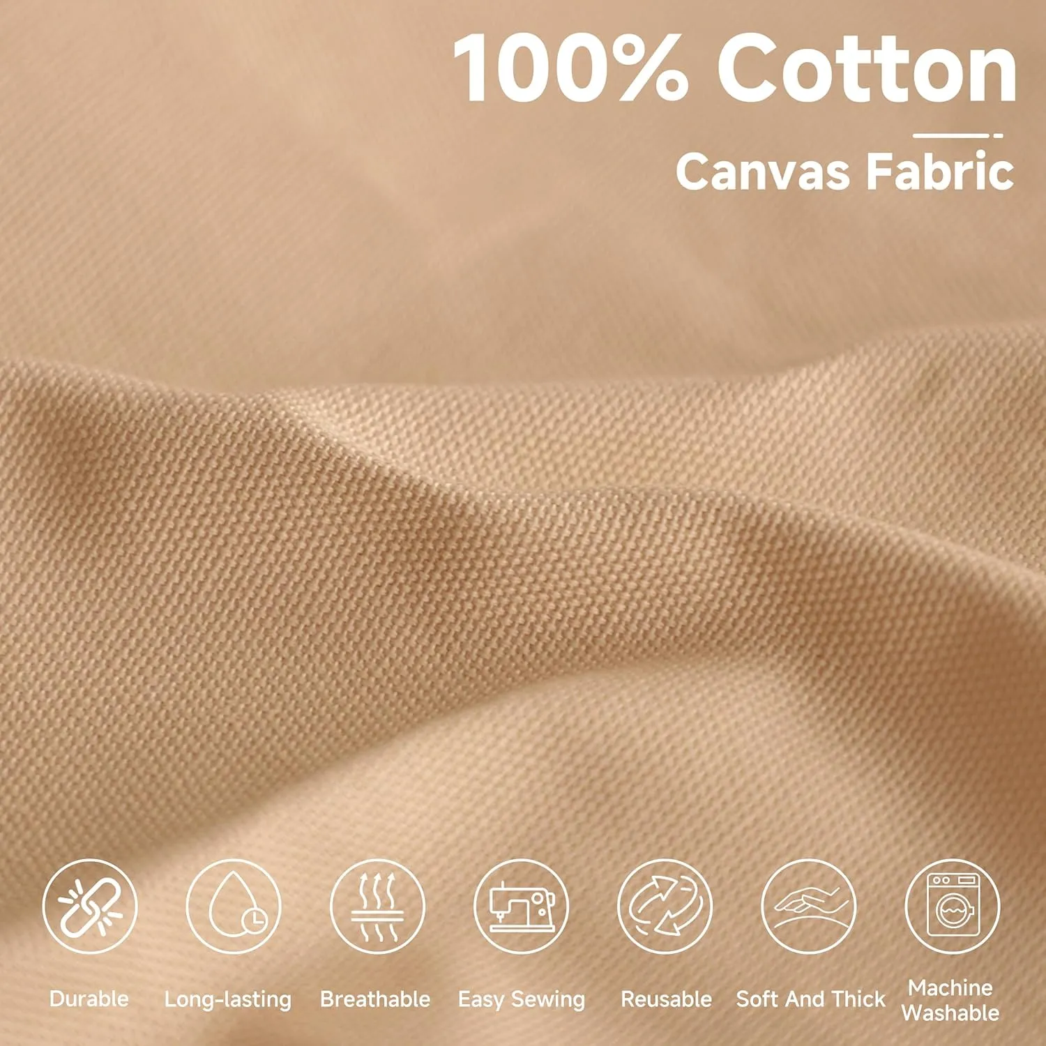 Simple&Opulence 100% Cotton Canvas Fabric 10oz. 59 Inch by The Yard, Nature Duck Fabric Textile Medium Weight for Painting, Sewing, Crafts, Embroidery, Bag, Handmade Home Decor(2 Yards, Apricot)