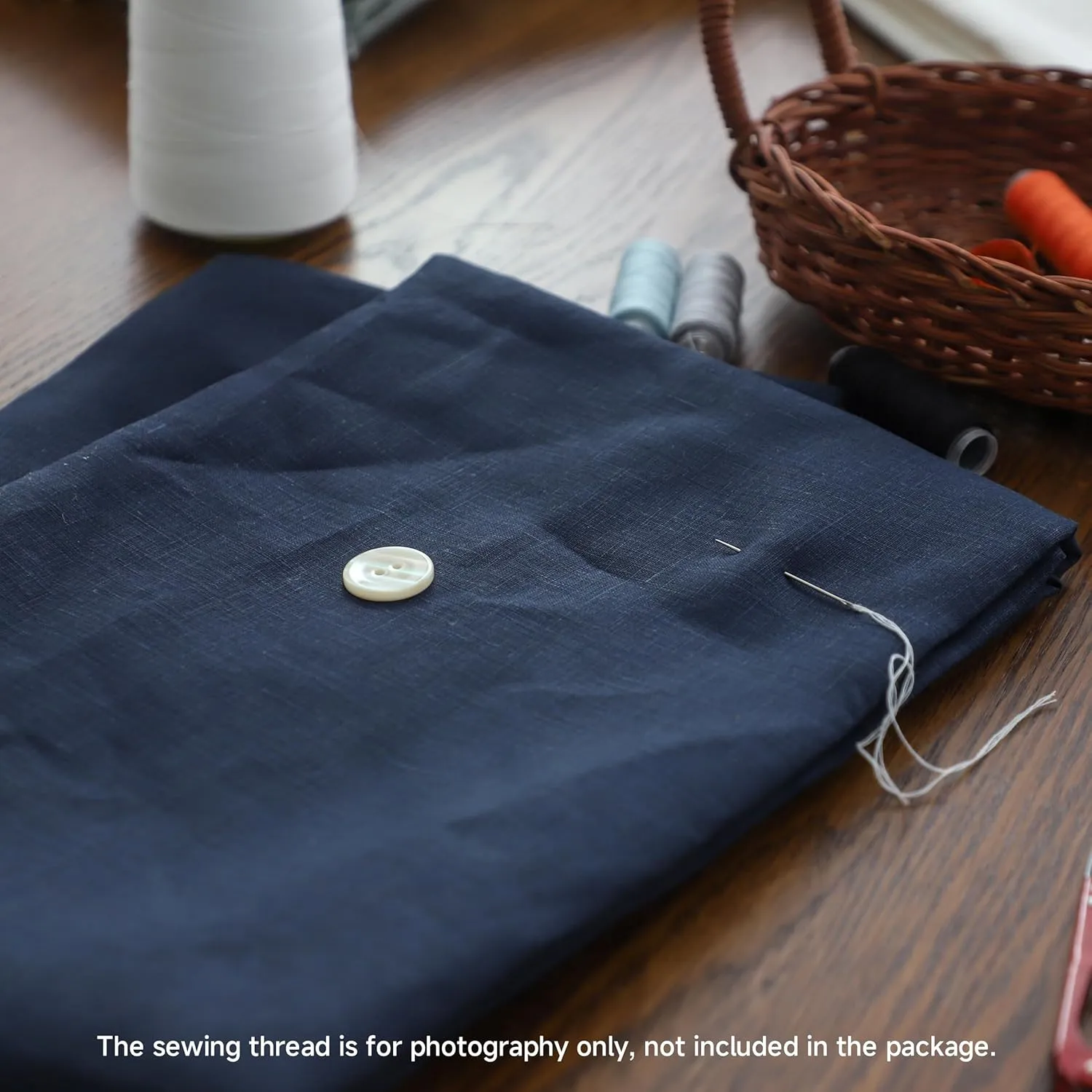 Simple&Opulence 100% Nature Pure Linen Fabric 78 Inch by The Yard, Plain Solid Color Linen Fabric for Sewing, Embroidery, Clothing, Needlework, Bag, Tablecloths, Garments Craft Accessories(Navy)