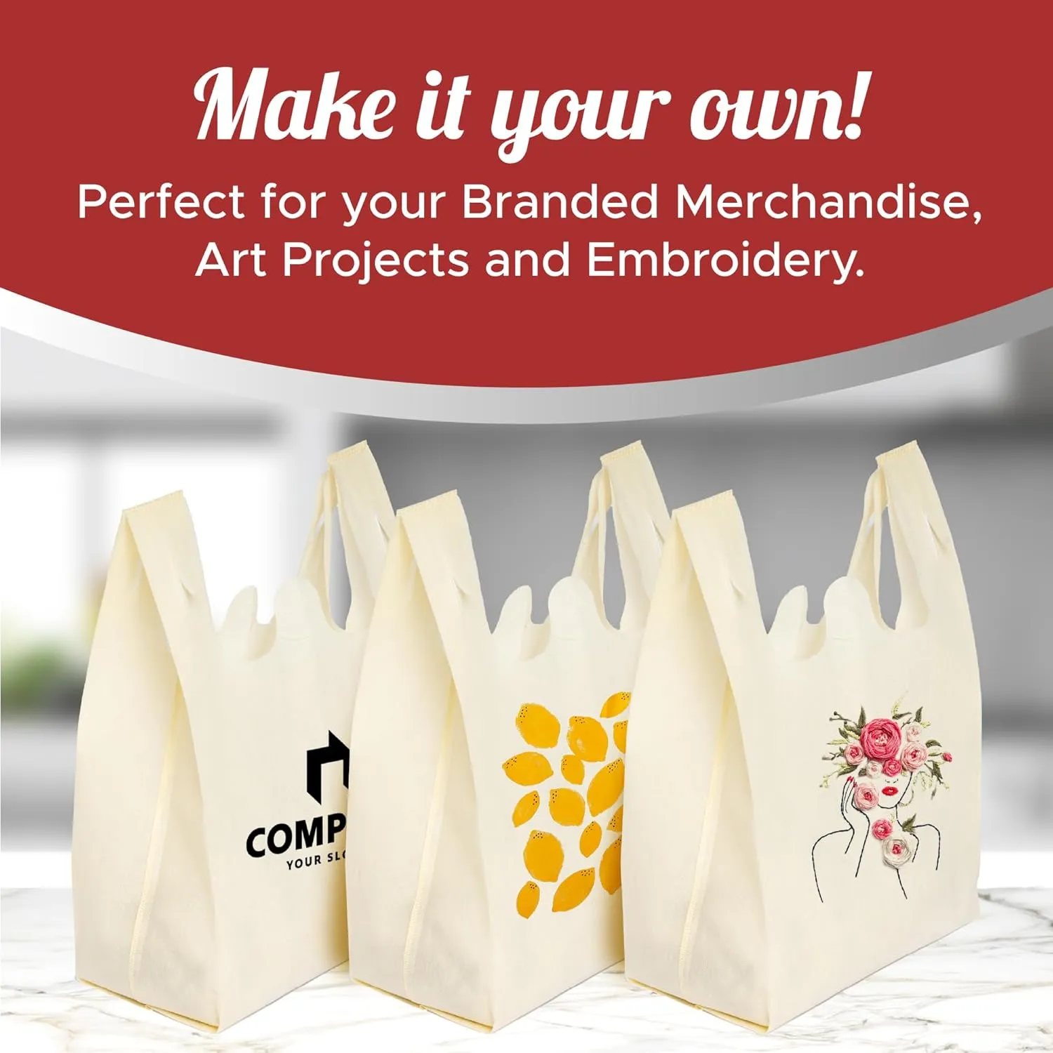 Simply Cool 50 Pack Reusable Eco-Friendly Grocery T-Shirt Shopping Bags 21”x12”x7”, Durable, Recyclable Shopping Bags Washable, Foldable, Portable Tote Bags Bulk