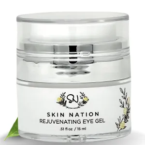 Skin Nation Rejuvenating Eye Gel, Super Hydrating with Peptides, Hyaluronic Acid and Green Tea, Lightweight Plant Based Under Eye Cream for Puffiness, Dark Circles and Smooth Skin, 0.5 oz