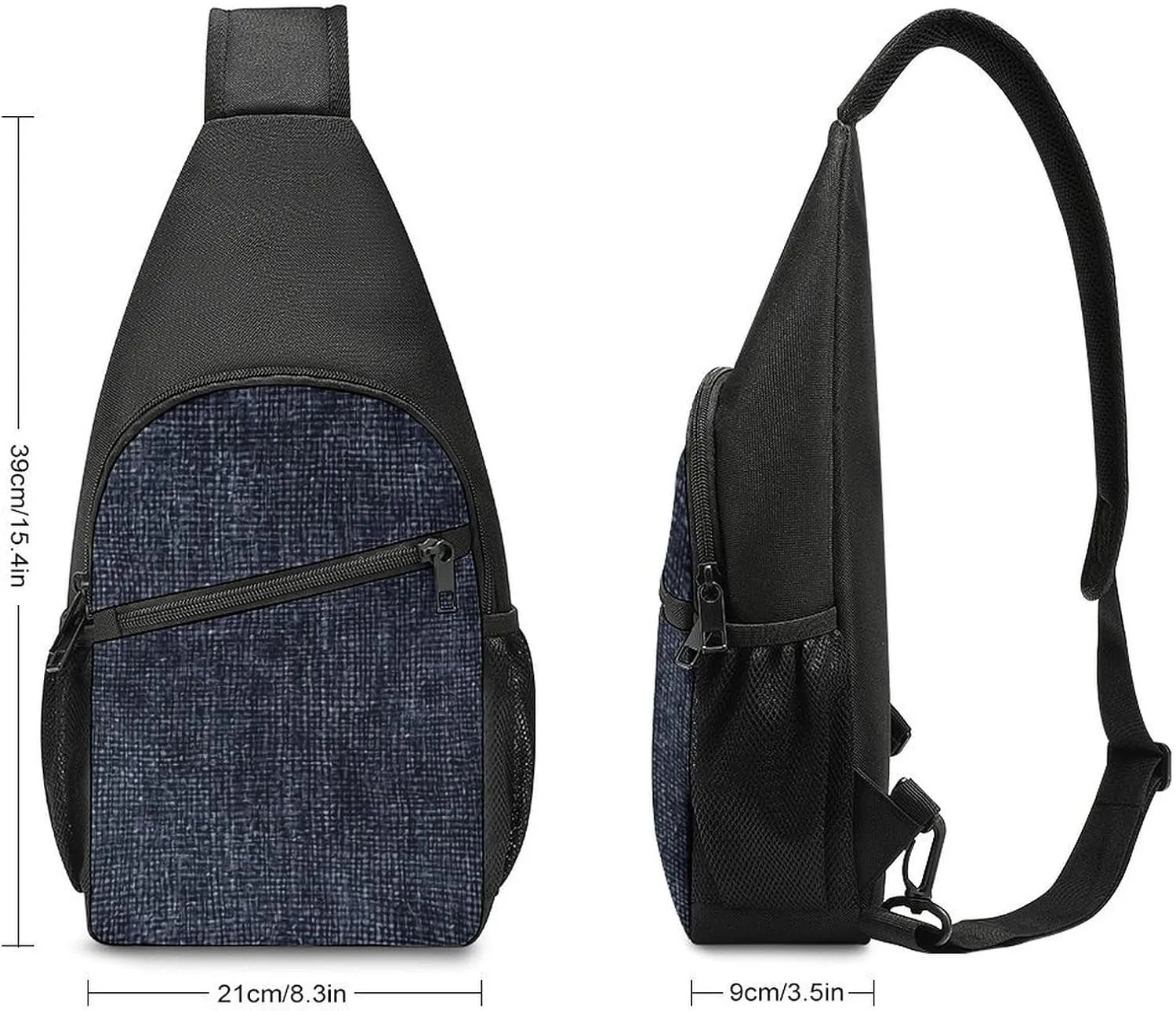 Sling Backpack for Women Men Crossbody Chest Bag Travel Dark Blue Denim Daypack Shoulder Bag for Hiking