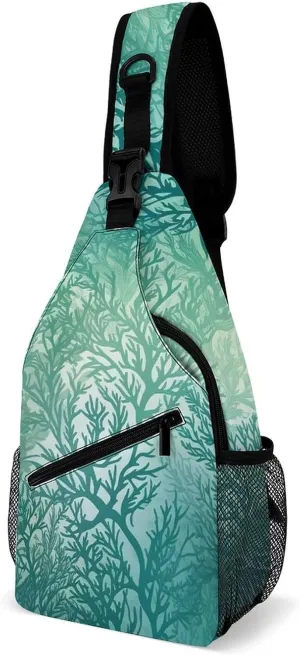 Sling Bags Green Sea Blue Seaweed Chest Bag for Men Women Shoulder Bag for Travel Sport Chest Pack