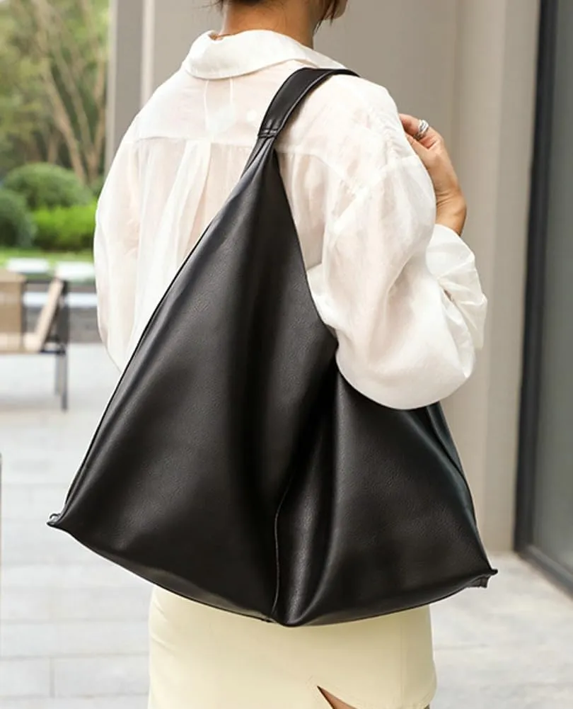 Slouchy Shoulder Bag for Women Large Soft Vegan Leather Totes Working Purse Casual Pure Handbag Top-handle Satchel