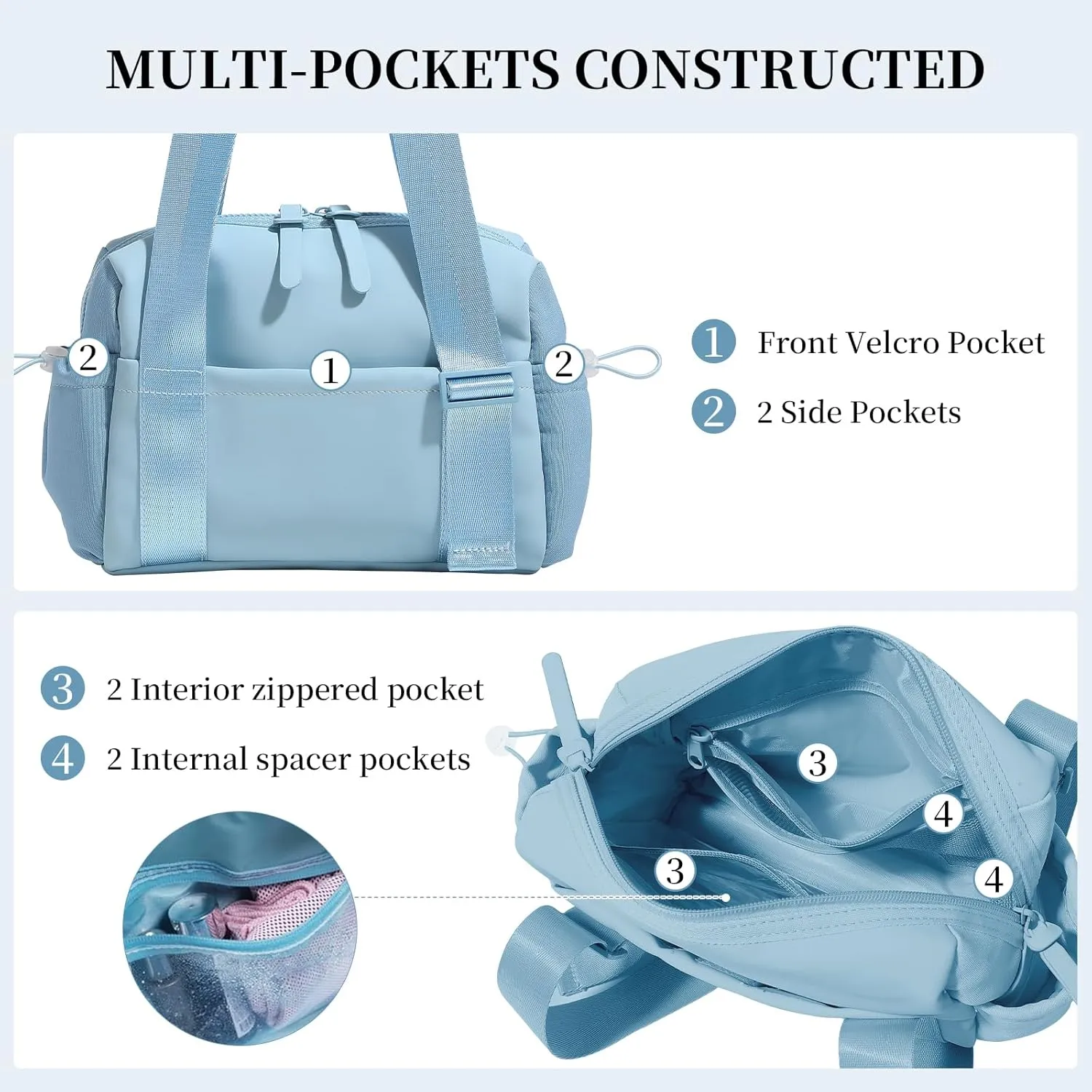 Small Gym Bag for Women Mini Gym Duffle Bag with Wet Compartment,mini duffle Tote Bag small duffle bag for Workout/Sport/Travel (Blue)