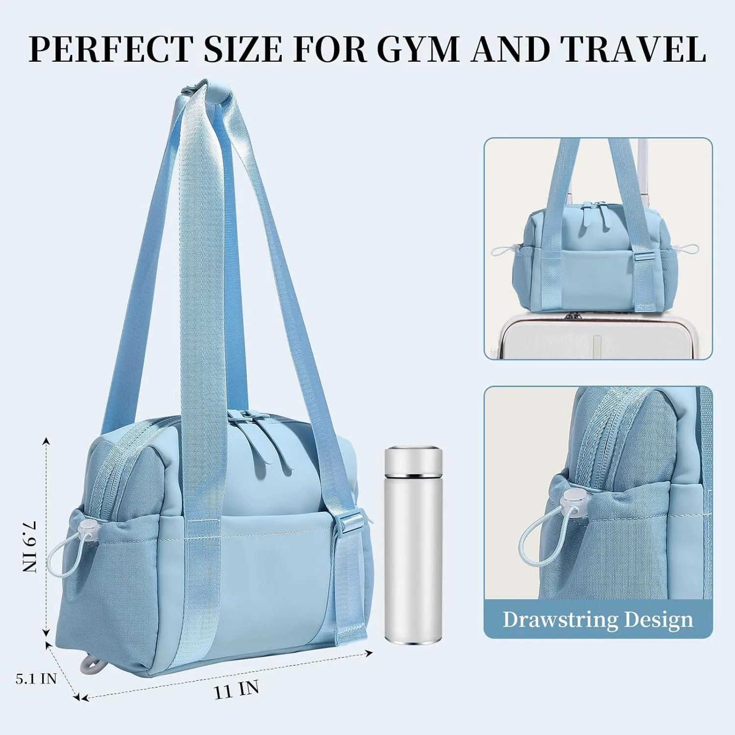 Small Gym Bag for Women Mini Gym Duffle Bag with Wet Compartment,mini duffle Tote Bag small duffle bag for Workout/Sport/Travel (Blue)