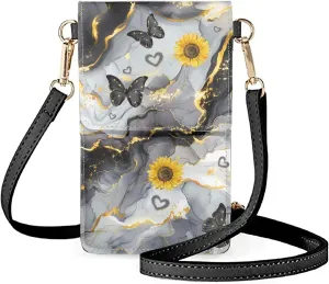Small Leather Cell Phone Crossbody Bag for Women Cell Phone Purse Wallet Leather Shoulder Handbags