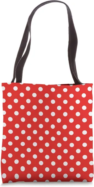 Small Polka Dot Pattern in White on Red AEV479 Tote Bag