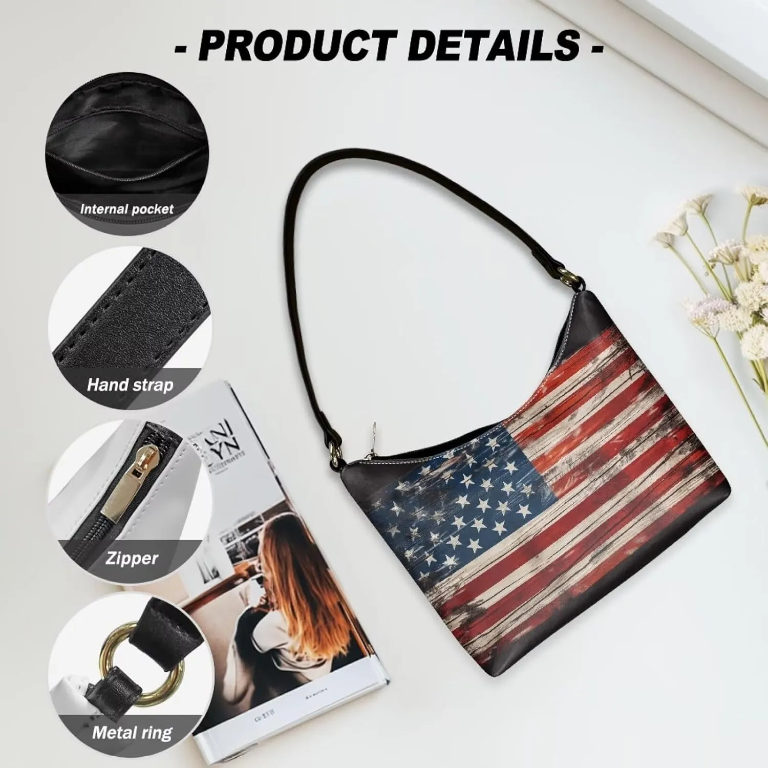 Small Underarm Crossbody bag with Zipper Closure for Women Dating Party