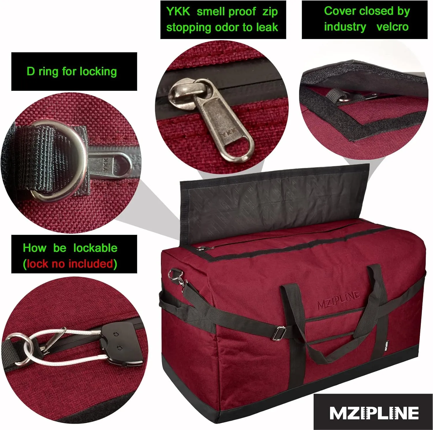 Smell Proof Duffle Bag,130L Foldable Travel Duffel Bag Large Scent Odor Proof Sport Gym Overnight Weekender Bag,Big Capacity Smell Proof Stash Travel Duffel Bag With Carbon Lining