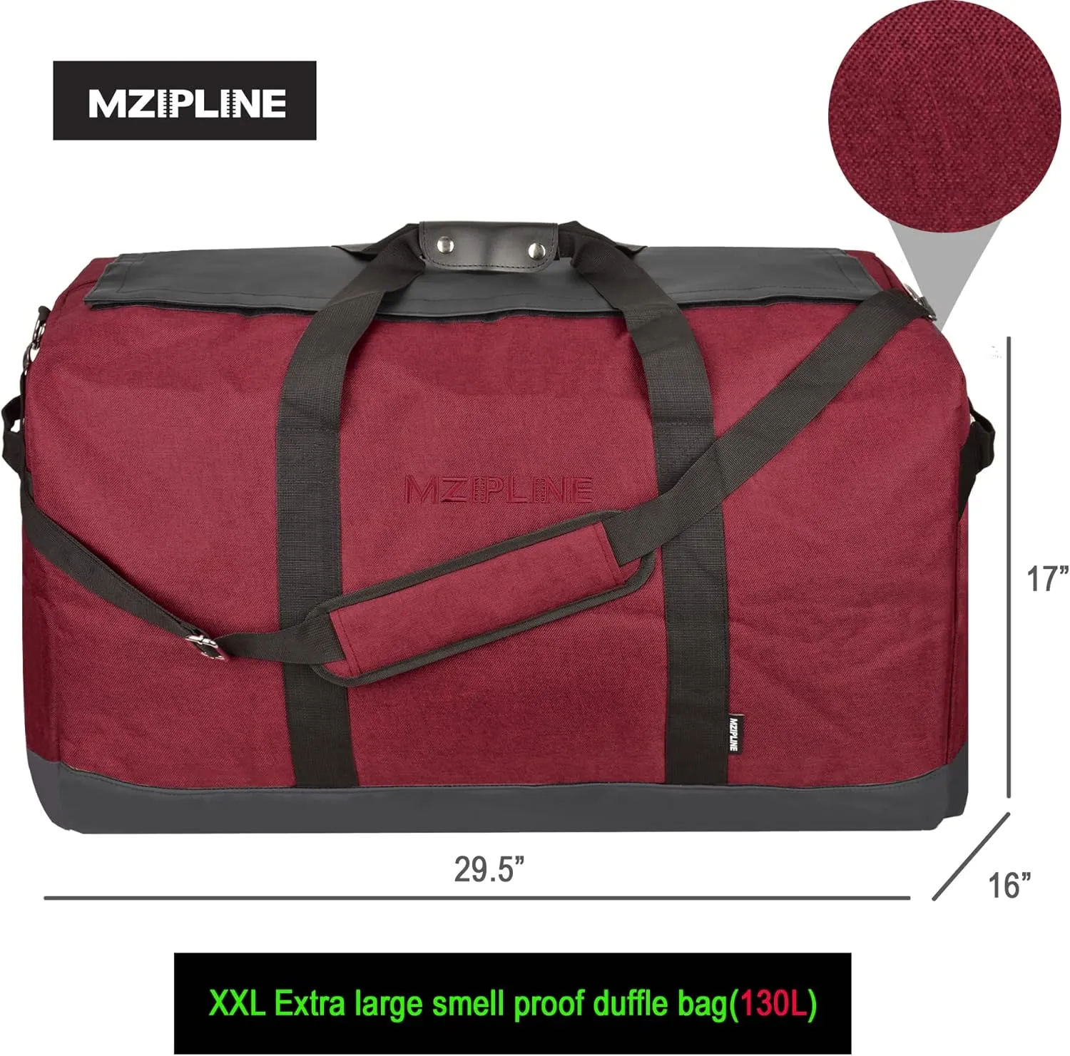 Smell Proof Duffle Bag,130L Foldable Travel Duffel Bag Large Scent Odor Proof Sport Gym Overnight Weekender Bag,Big Capacity Smell Proof Stash Travel Duffel Bag With Carbon Lining