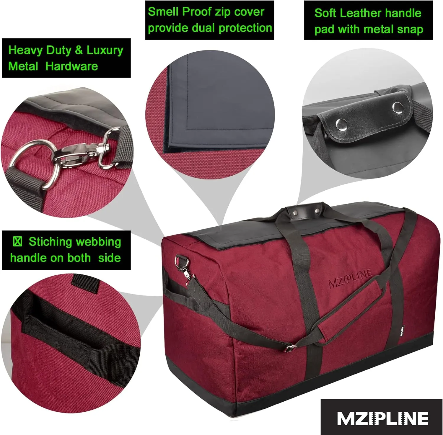 Smell Proof Duffle Bag,130L Foldable Travel Duffel Bag Large Scent Odor Proof Sport Gym Overnight Weekender Bag,Big Capacity Smell Proof Stash Travel Duffel Bag With Carbon Lining