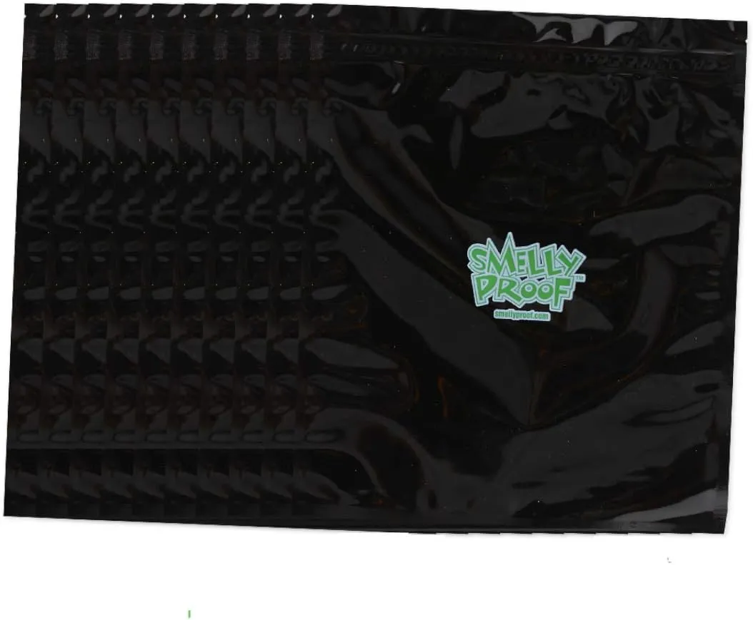 Smelly Proof Original No Smell Baggies Reusable BLACK Bag, 8.5" x 10"-Large-10 Pack