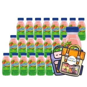 Snapple Kiwi Strawberry All Natural Juice Drink 8 fl oz Mini Plastic Bottle 24 Pack   2 Reusable Snack Bags by KOOL8SHOP Infinite Deals