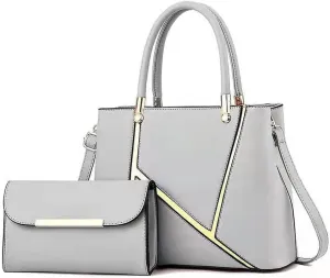 SNAPWISH® Women Handbag Geometric Tote Bag Long Wallet Shoulder Bag Top Handle Handbag Purse 2 Pcs Set
