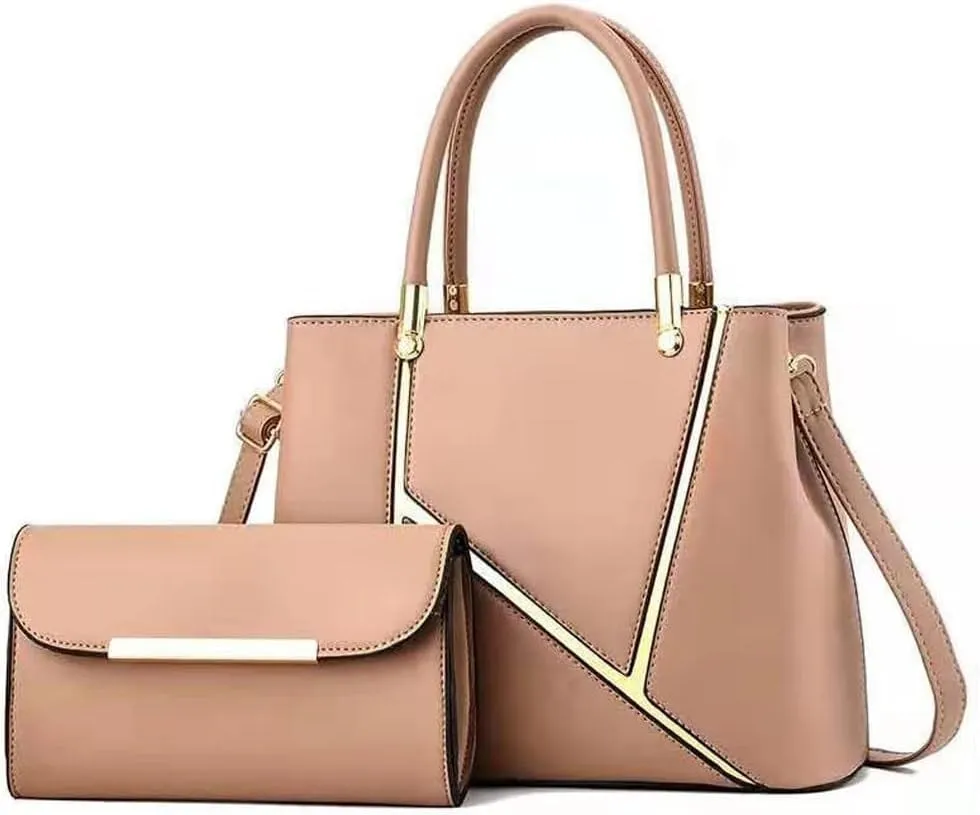SNAPWISH® Women Handbag Geometric Tote Bag Long Wallet Shoulder Bag Top Handle Handbag Purse 2 Pcs Set
