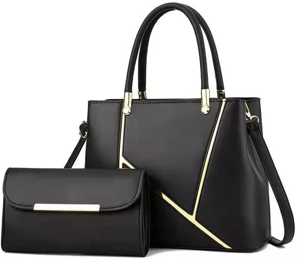 SNAPWISH® Women Handbag Geometric Tote Bag Long Wallet Shoulder Bag Top Handle Handbag Purse 2 Pcs Set
