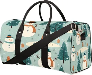 Snowman Christmas Pine Duffel Bags Large Tote Bag Overnight Bags for Women Men Lightweight Duffel Bag Adjustable Strap Carry On Bag Waterproof Gym Travel Bag