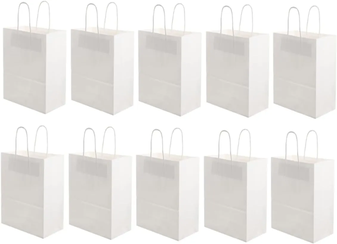 SOESFOUFU Bulk Paper Handbags 10pcs Square Bottom Baking Bags Grocery Bags for Outdoor Travel