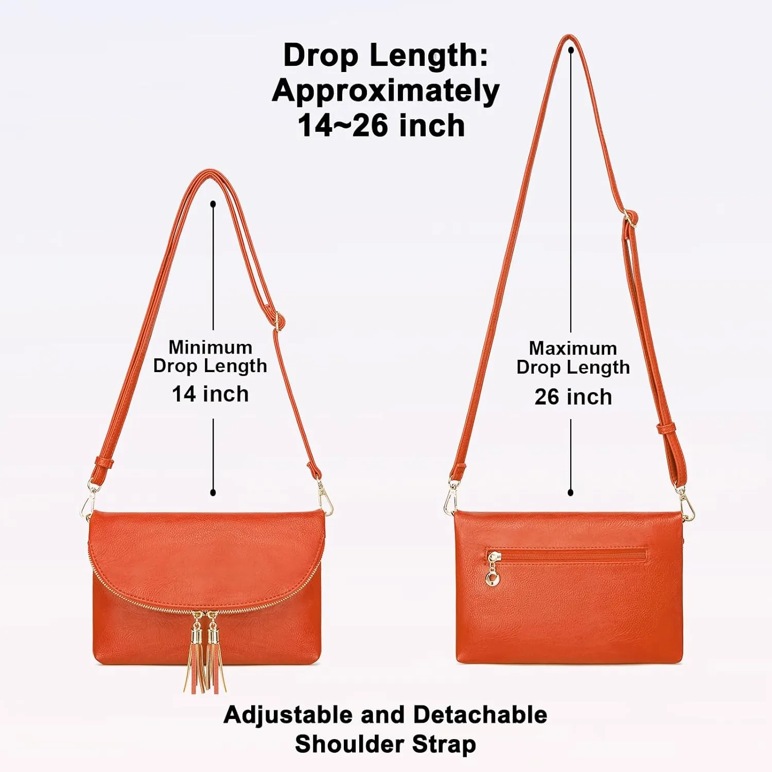 Solene Womens Envelop Clutch Purse Multi Compartments, 6 Card Slot Inside, Crossbody Bag With Tassels