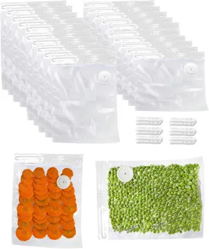 Sous Vide Bags 26Pcs, BPA Free Vacuum Sealer Bags, Reusable Food Storage Bags with Air Valve for Sous Vide Cooking/Freezer/Microwave Heating - 20Pcs Vacuum Zipper Bags & 6 Seal Clips