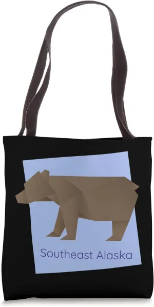 Southeast AK Brown Origami Bear Abstract Geometric Animal Tote Bag