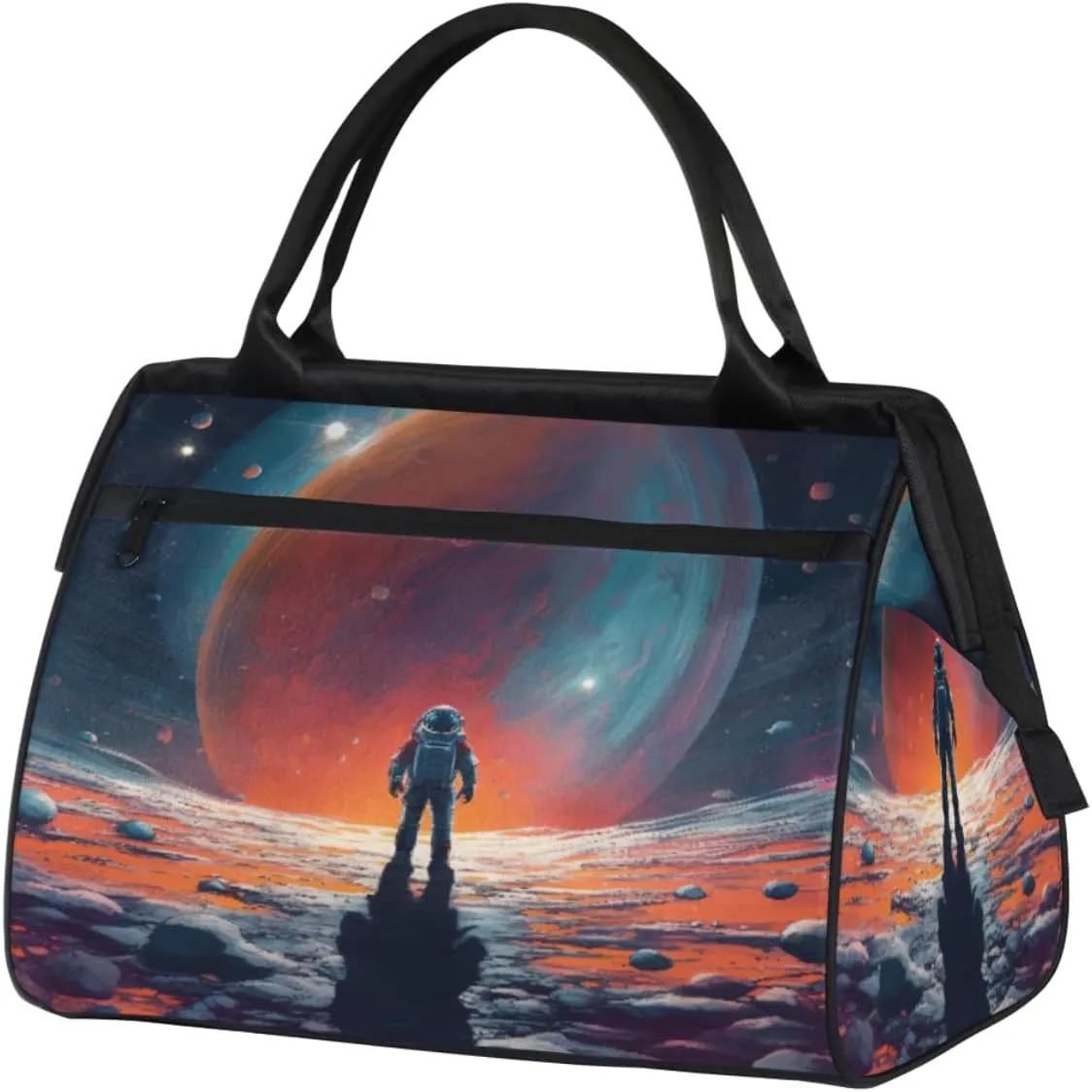 Space Astronaut Meteorite Travel Duffle Bag, Waterproof Duffel Bag Weekender Overnight Carry On Bag Lightweight Sport Gym Bag for Men Women