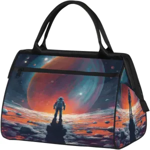 Space Astronaut Meteorite Travel Duffle Bag, Waterproof Duffel Bag Weekender Overnight Carry On Bag Lightweight Sport Gym Bag for Men Women