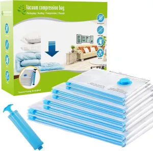 Space Saver Vacuum Storage Bags Eco-Friendly,Vacuum Seal Bags For Clothing Waterproof & Dustproof,Portable Vacuum Bags For Travel With Pump,Vacuum Storage Bags for clothes Large Capacity,Various Sizes