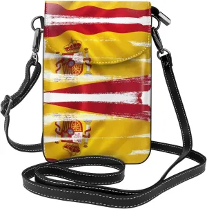 Spain Flag Small Phone Wallet - Versatile everyday shoulder and crossbody bag with adjustable strap and card slots