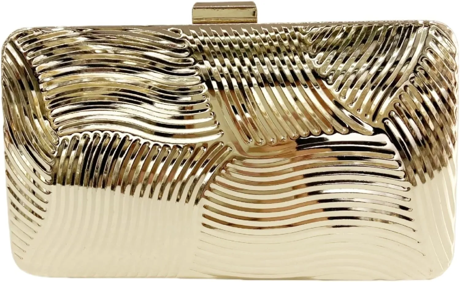 Sparkly Acrylic Clutch Bag for Women Metallic Stripes Evening Bag Unique Geometric Handbag Metal Chain Shoulder Bag