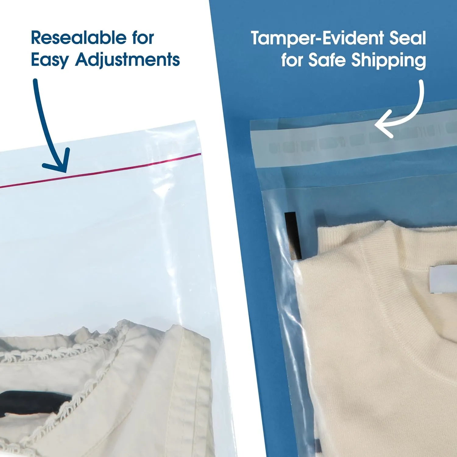 Spartan Industrial - 12” X 18” (200 Count) Self Seal Clear Poly Bags with Suffocation Warning for Packaging, T Shirts & Shipping - Resealable Glue