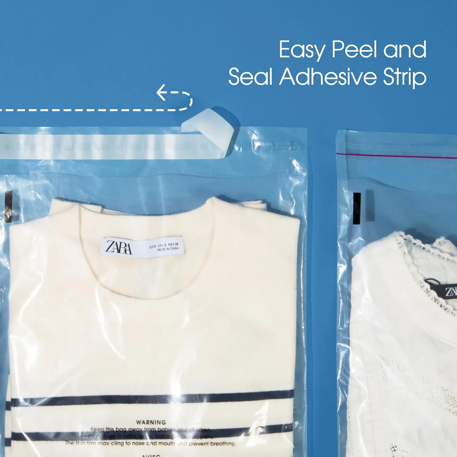 Spartan Industrial - 6" X 9" (1000 Count) Self Seal Clear Poly Bags with Suffocation Warning for Packaging, Shipping - Permanent Adhesive