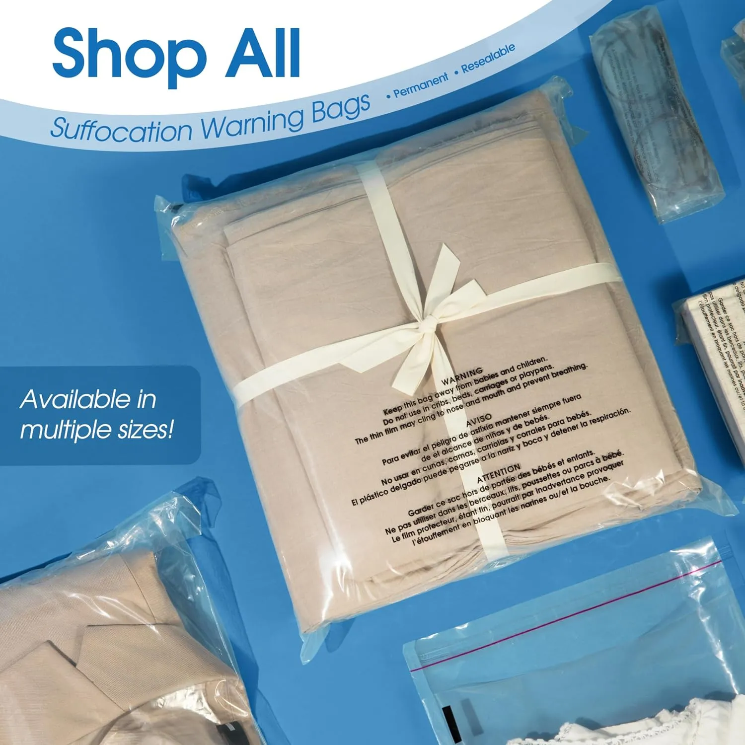 Spartan Industrial - 6" X 9" (1000 Count) Self Seal Clear Poly Bags with Suffocation Warning for Packaging, Shipping - Permanent Adhesive