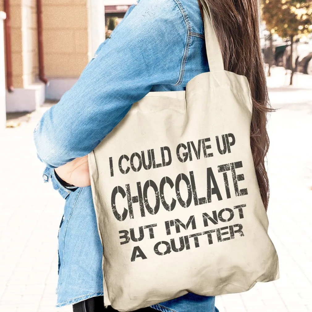 Speedy Pros Canvas Tote Bag for Women Could Give up Chocolate but Not I'M A Quitter Beach Bags for Women