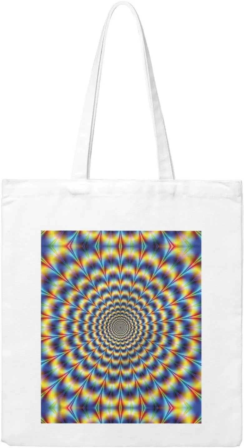 spiral optical illusion gif Heat Transfer Canvas Shopping Bag – Reusable Tote Bag for Women - Personalized Picnic Beach Travel Bag, Beige, One Size
