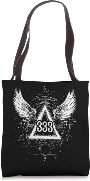 Spiritual Number 333 Mystical Wing Divine Spirituality Tote Bag