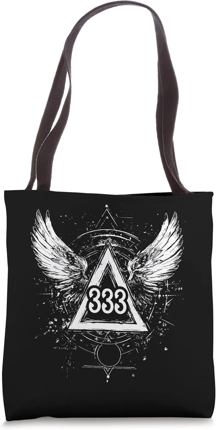 Spiritual Number 333 Mystical Wing Divine Spirituality Tote Bag