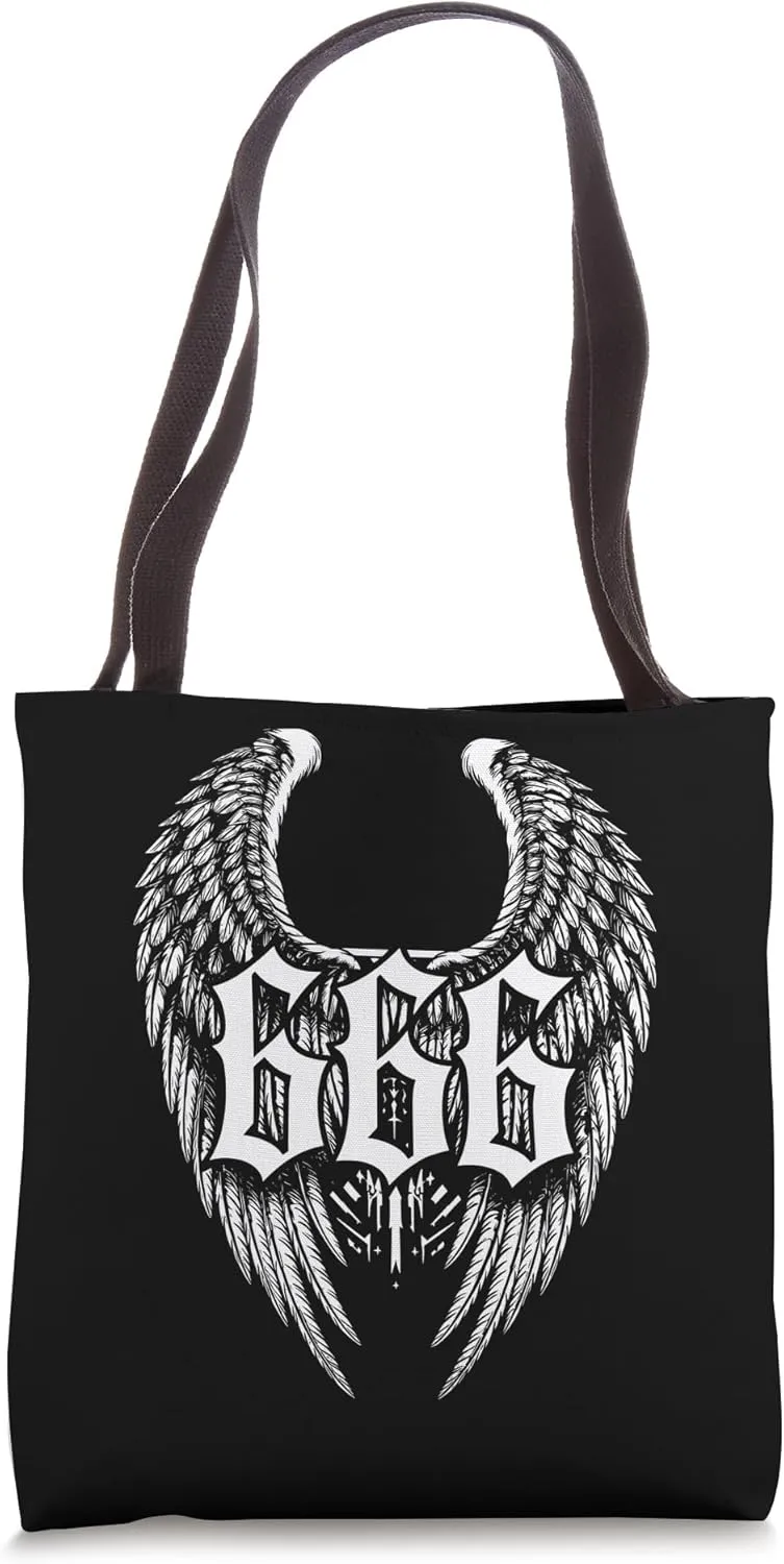 Spiritual Number 666 Mystical Angel Wing Numerology Tote Bag