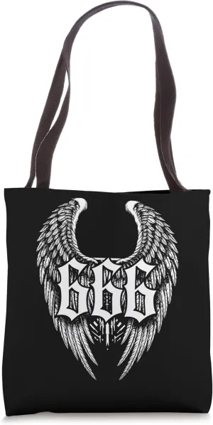 Spiritual Number 666 Mystical Angel Wing Numerology Tote Bag