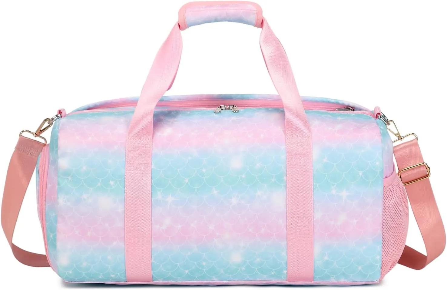Sport Bag for Teen Girls Women Duffle Gym Bag Overnight Travel Weekender Sleepover Bag (8-Pink)