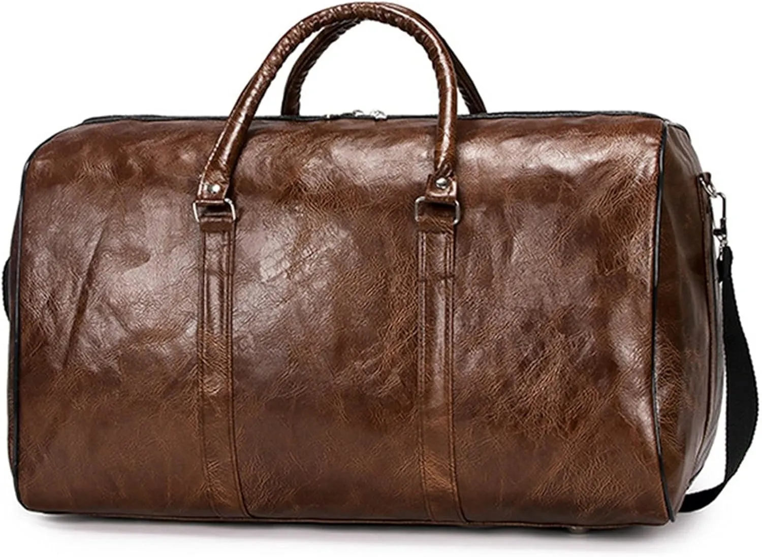 Sports Duffel Bags Large Capacity Short-Distance Travel Bag Women Soft PU Leather Travel Bag Duffel Bag Casual Men Sports Fitness Handbag(Coffee)