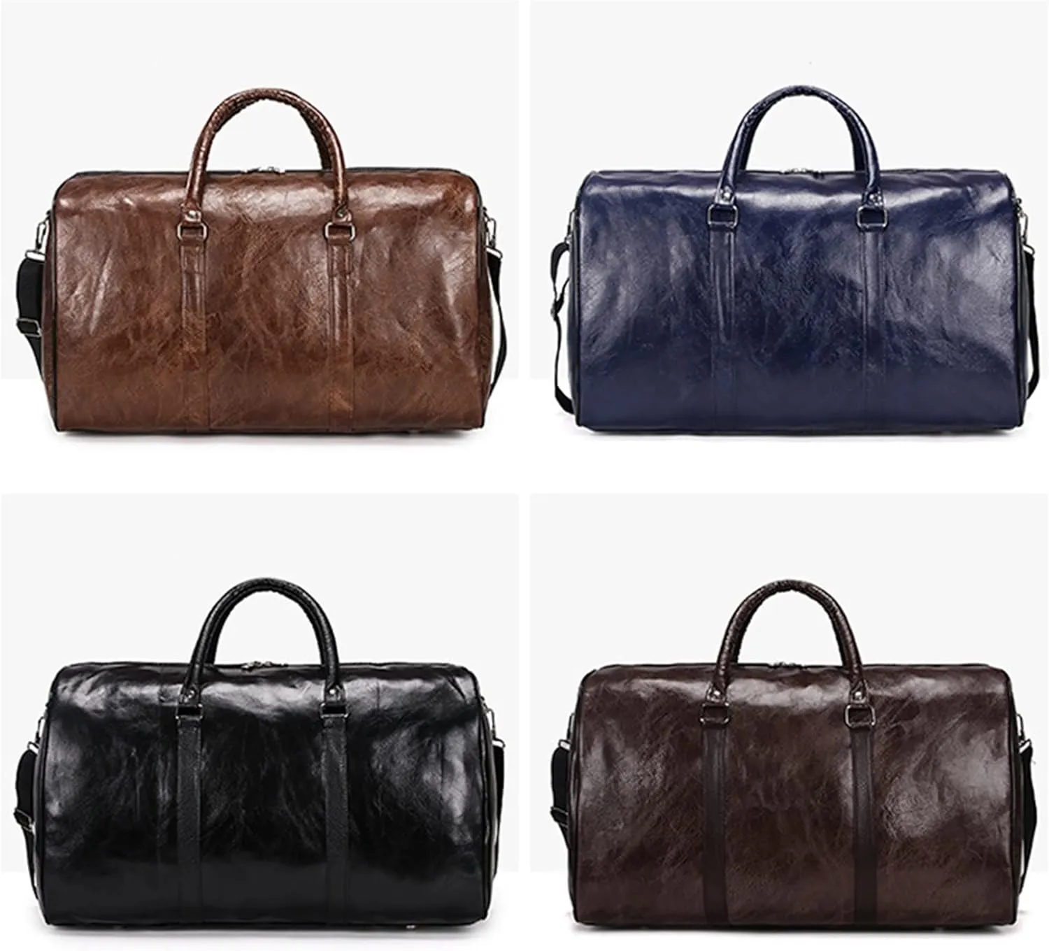 Sports Duffel Bags Large Capacity Short-Distance Travel Bag Women Soft PU Leather Travel Bag Duffel Bag Casual Men Sports Fitness Handbag(Coffee)