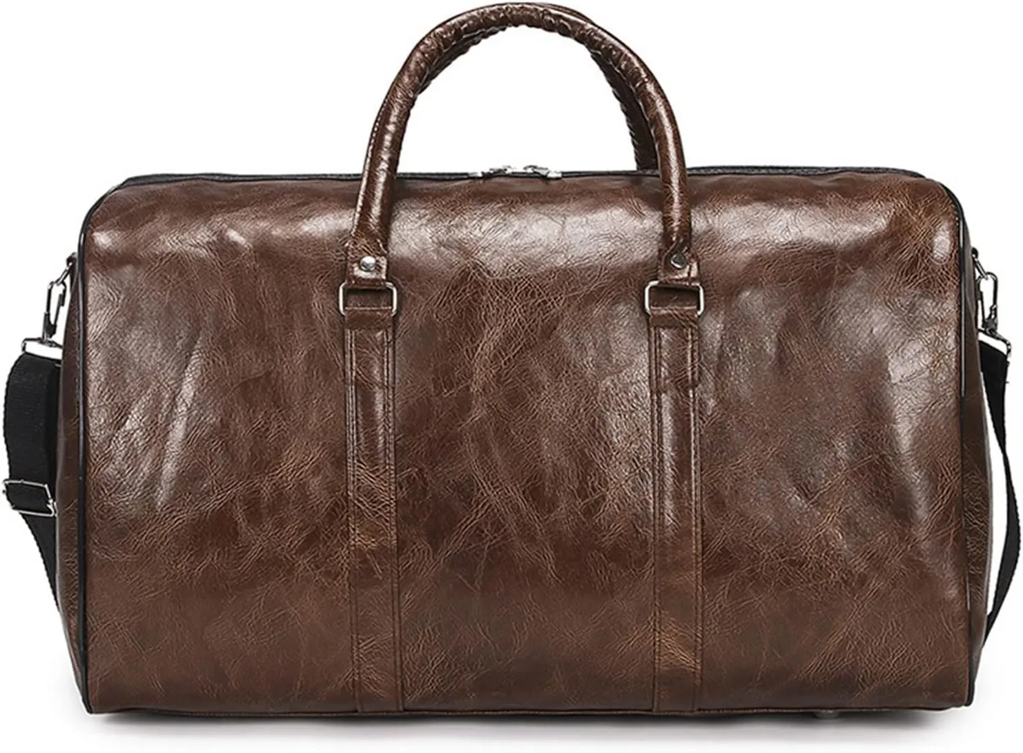 Sports Duffel Bags Large Capacity Short-Distance Travel Bag Women Soft PU Leather Travel Bag Duffel Bag Casual Men Sports Fitness Handbag(Coffee)